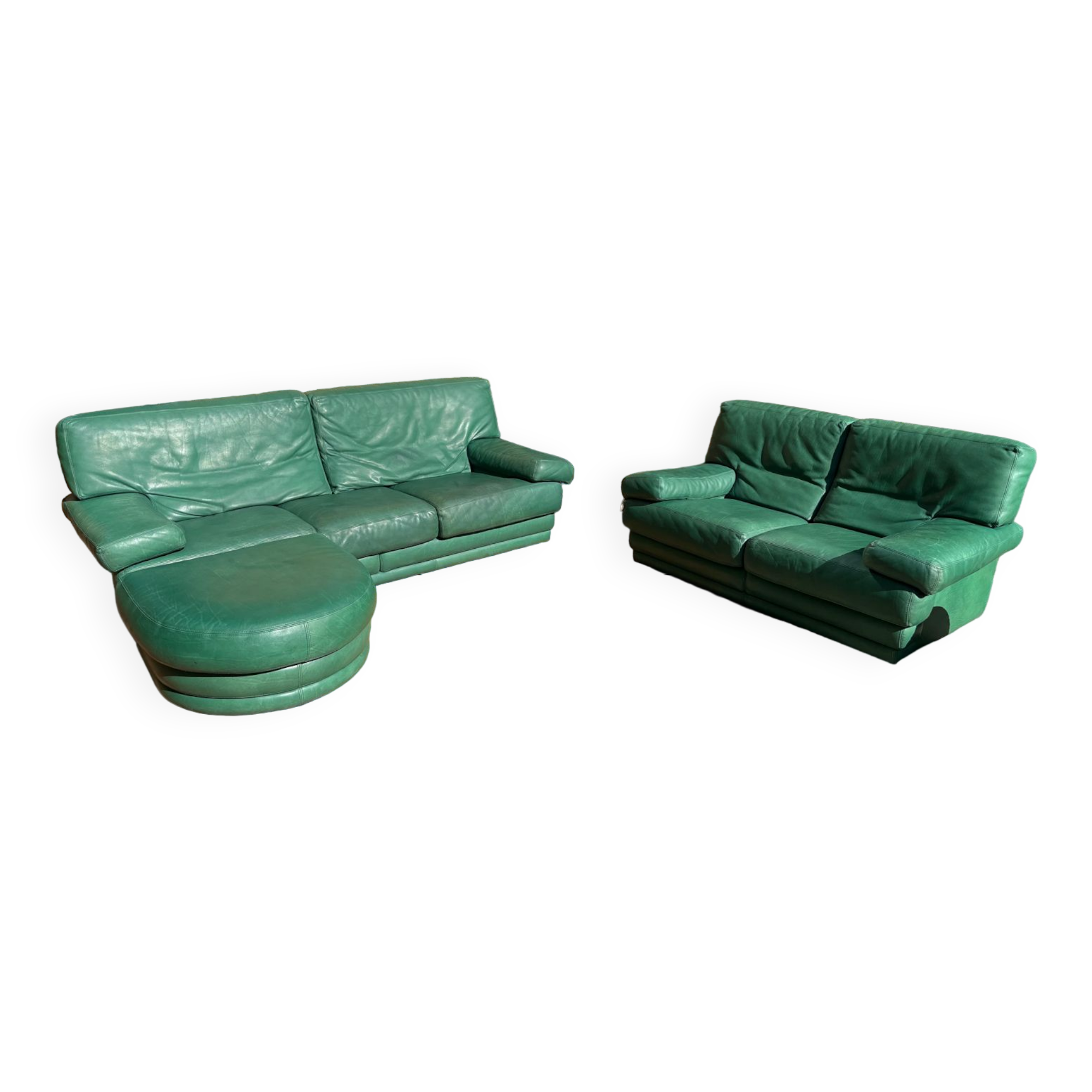Roche Bobois living room green leather made in Italy