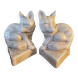 Pair of Fox Bookends - in Crackled Ceramic - Art Deco Style