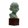 Buste de jeune fille en terre cuite Claude Mirval /XlXeme -XXe / dimension : hauteur -38cm- L-16cm-