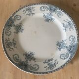 Large round iron earth Longwy dish, Fontainebleau model