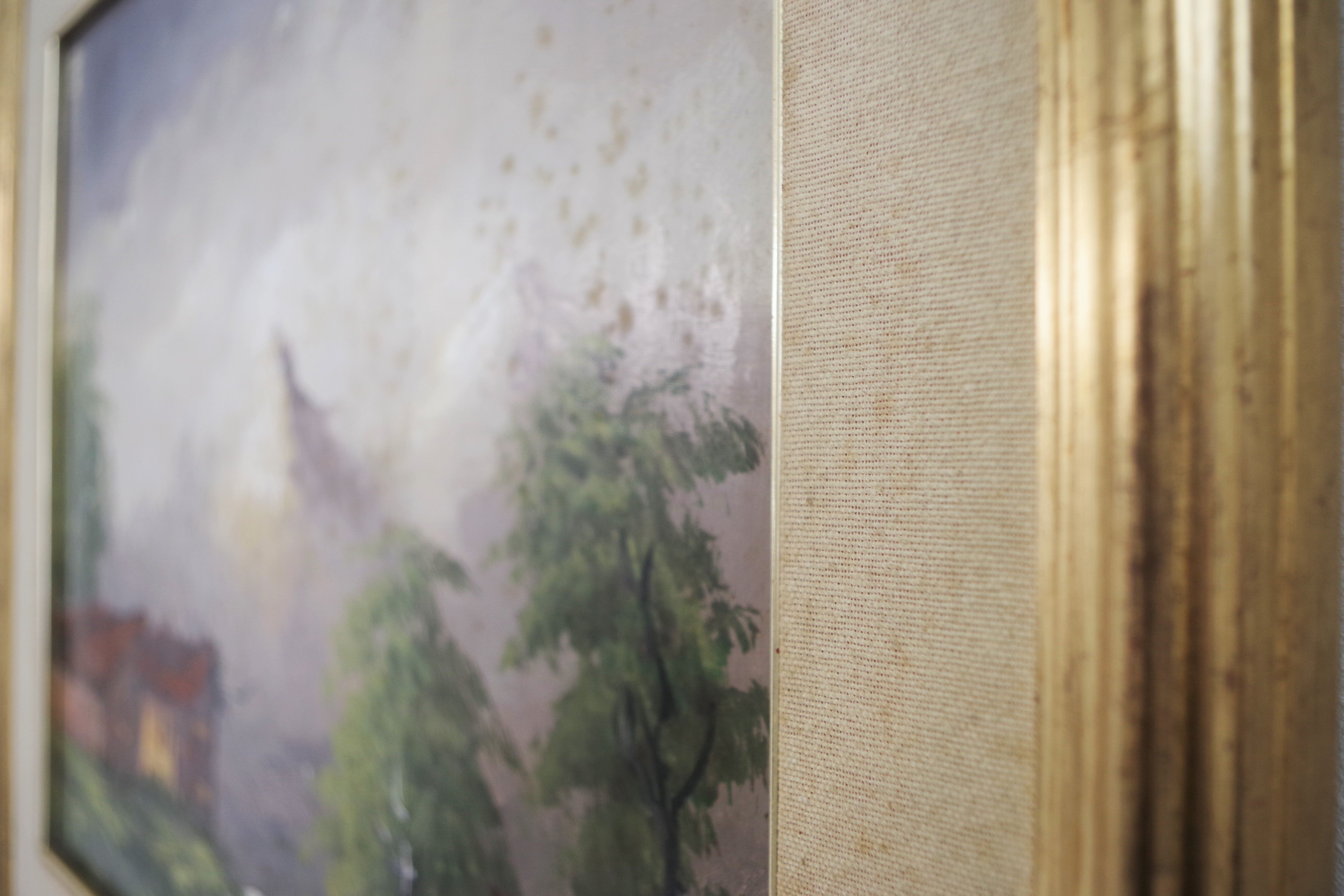 Oil painting on canvas, mountain landscape, Cakv