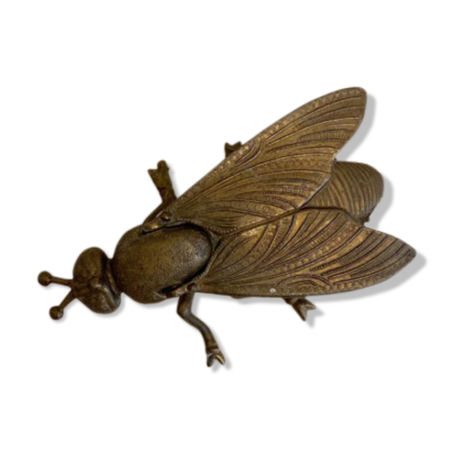 Gold metal ashtray fly
