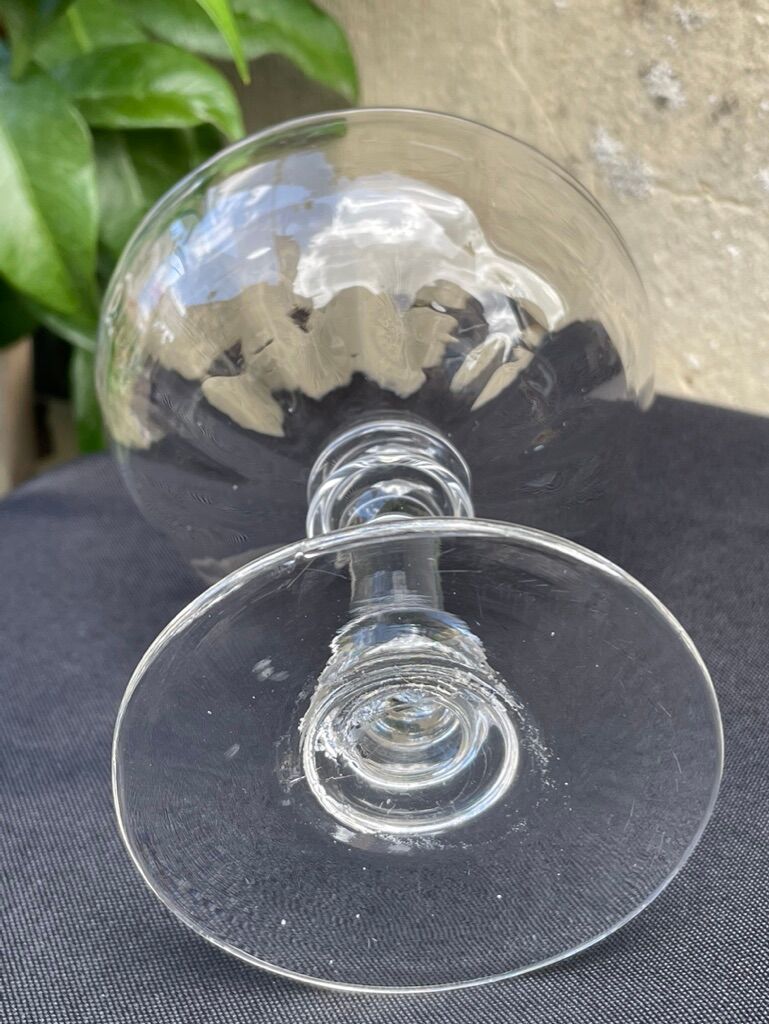 6 Champagne glasses in glass with Venetian ribs - XIXth