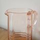 Vintage pink glass water carafe from the 1970s.