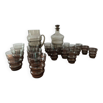 Service à Boisson Vintage Prestige XL - Verre Fumé Ambré Années 60/70