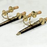 Ancien Paire Appliques 3 Feux - Bronze Doré et Acajou - Néoclassique - 40's
