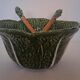 Cabbage bowl and its salad utensils in earthenware