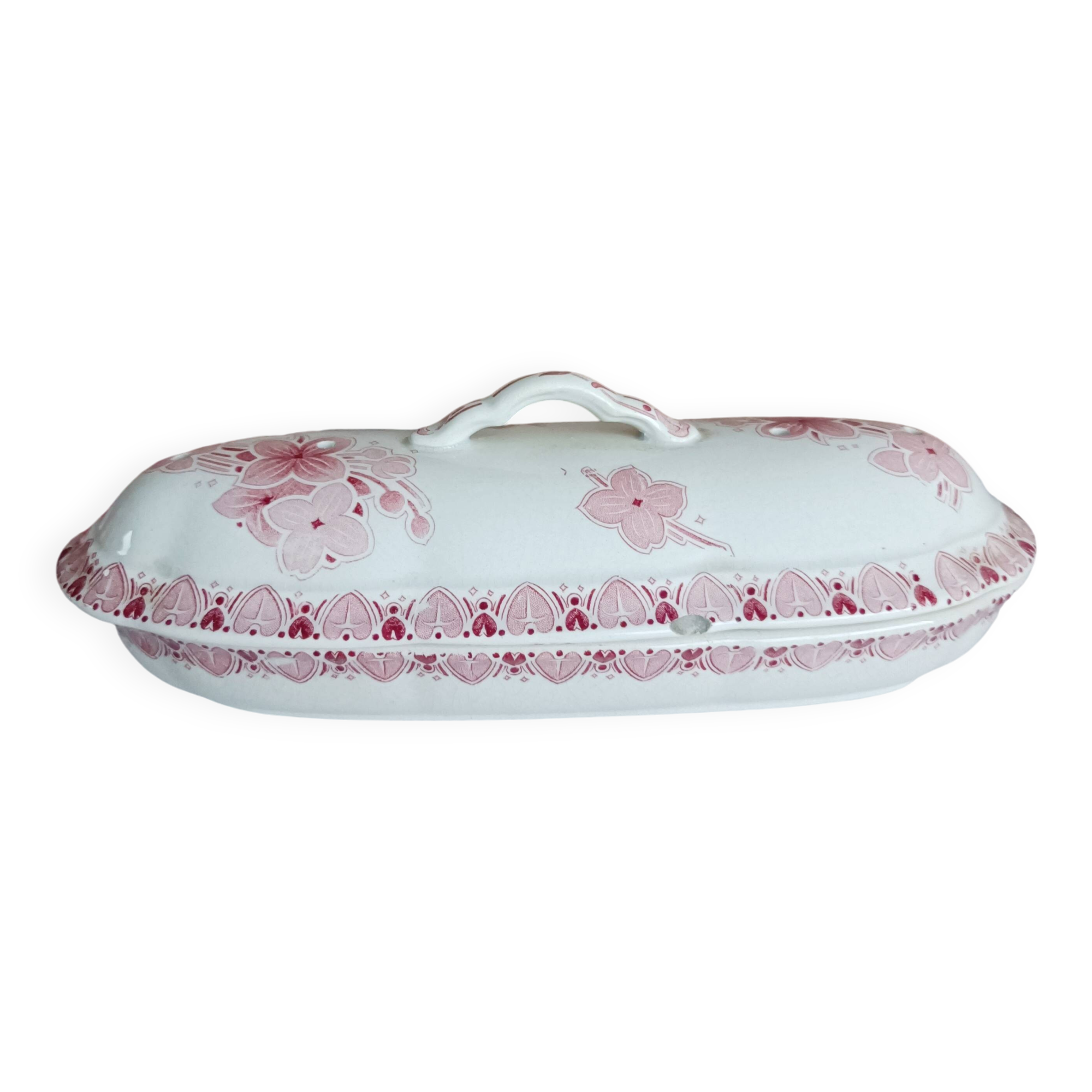 Soap dish, comb holder, ironstone, BFK, Lilac