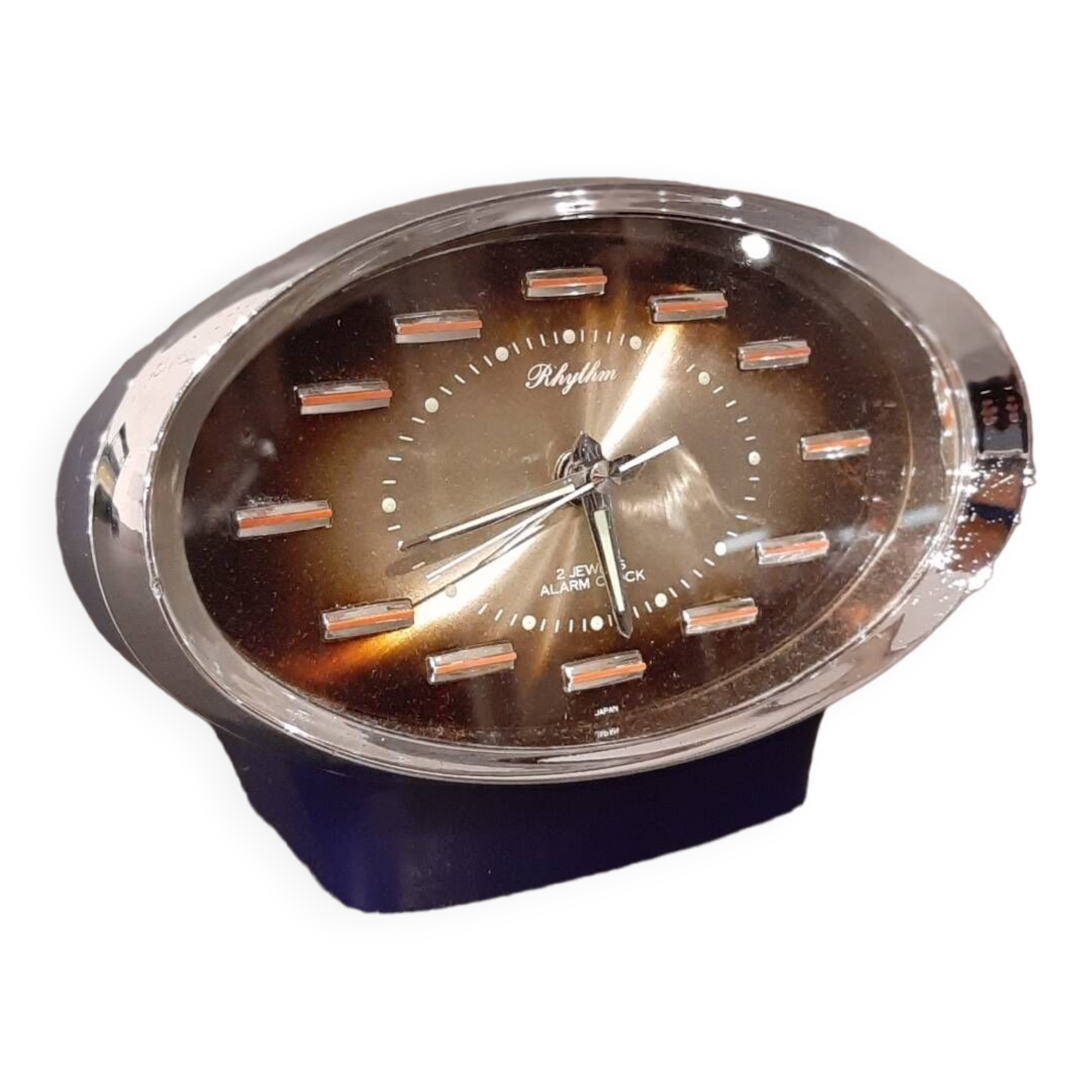 Réveil Vintage Sphérique RHYTHM - Style Space Age Des Années 1970 - Plastique Rouge Rétro - Horloge De Collection