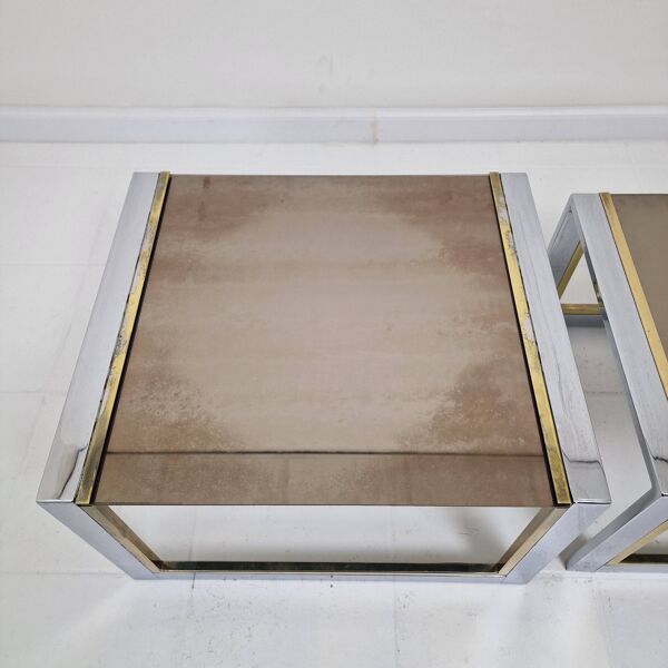 Ensemble de 3 tables gigognes modernes Regency par Belgo Chrom, années 1980
