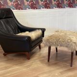 Scandinavian design armchair Aage Christiansen black leather 1950