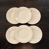 6 vintage pale pink earthenware dessert plates