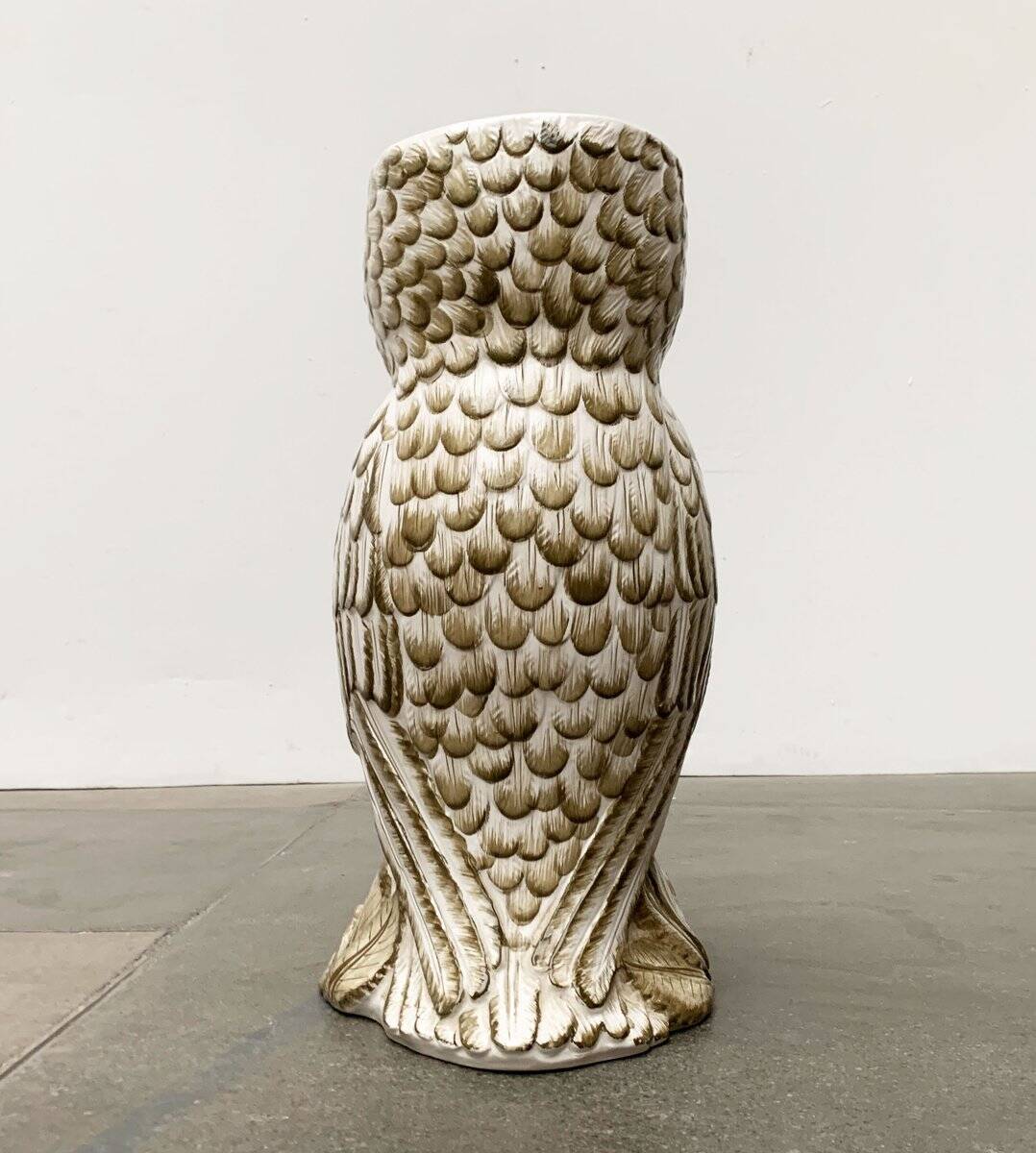 Vintage Italian ceramic owl umbrella stand