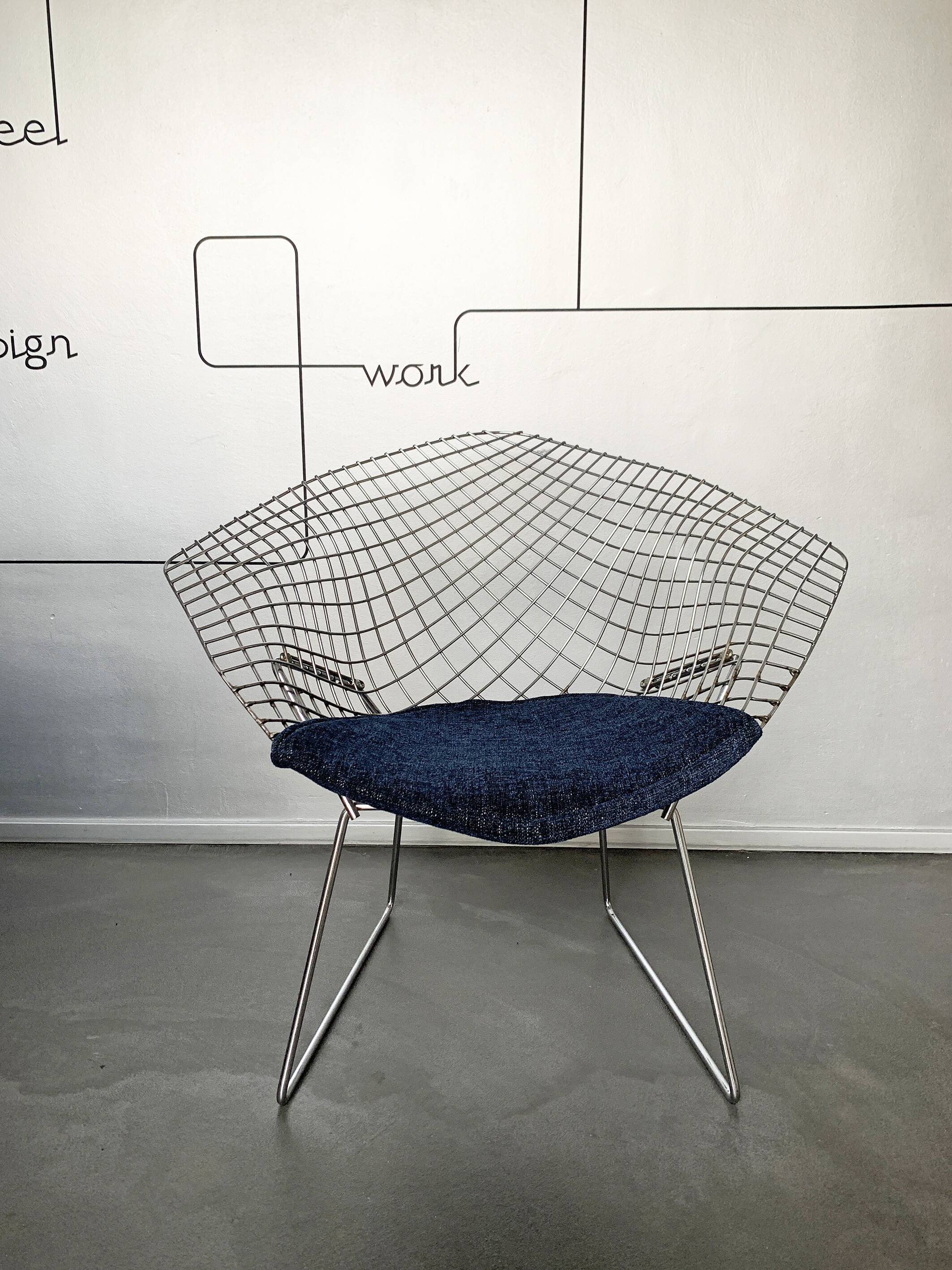 Fauteuil Diamond 421 Chrome Harry Bertoia pour Knoll International, 1970-80