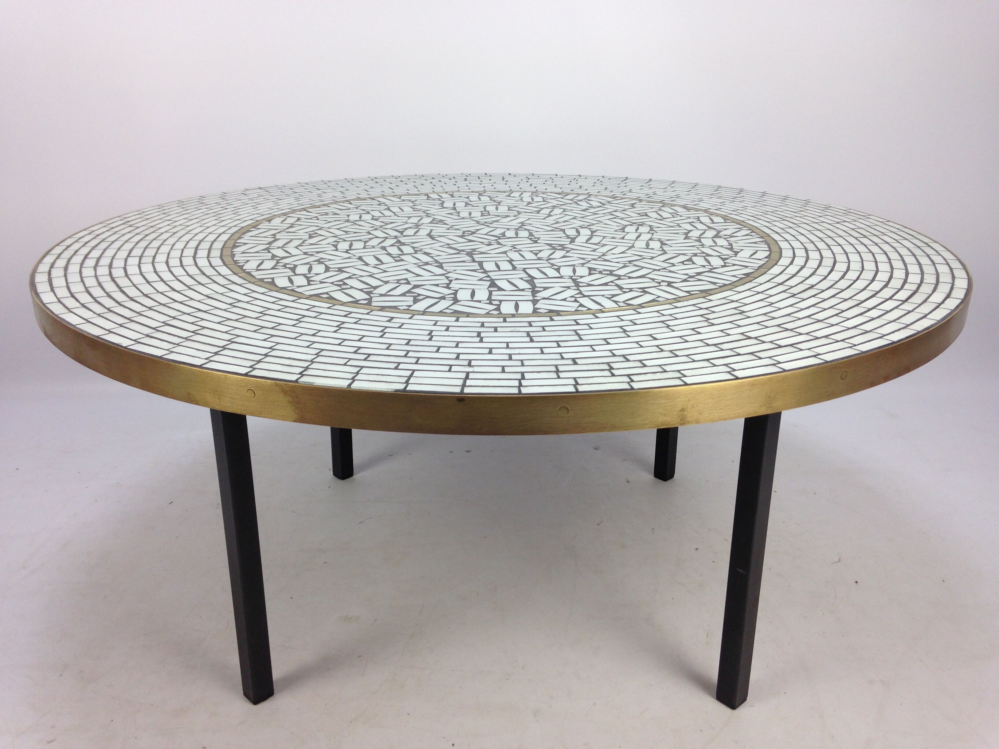 Large Round Mosaic Coffee Table by Berthold Muller, 1950s