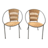 Paire de fauteuils en osier années 50