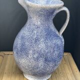 Pitcher in blue speckled terracotta signed made in Malaye numbered vintage.very good condition.