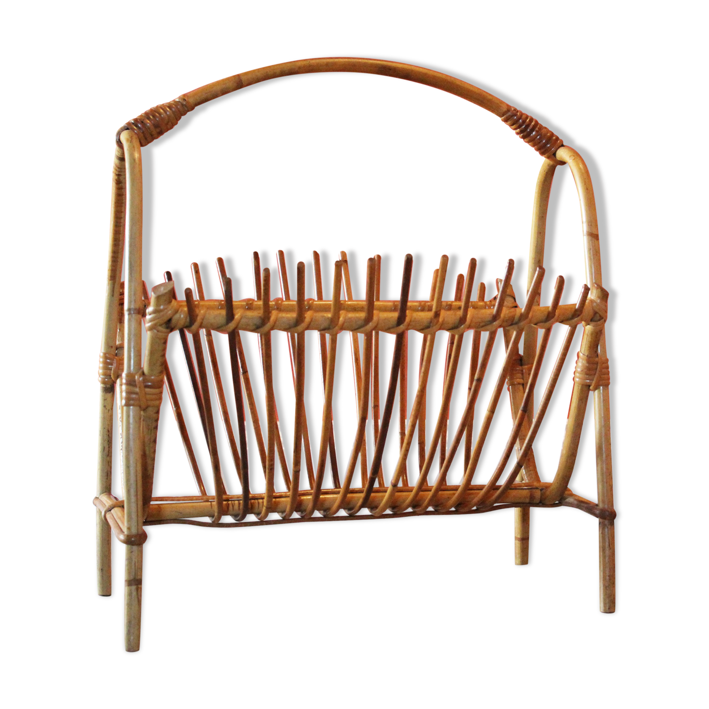 Wicker / rattan vintage magazine holder