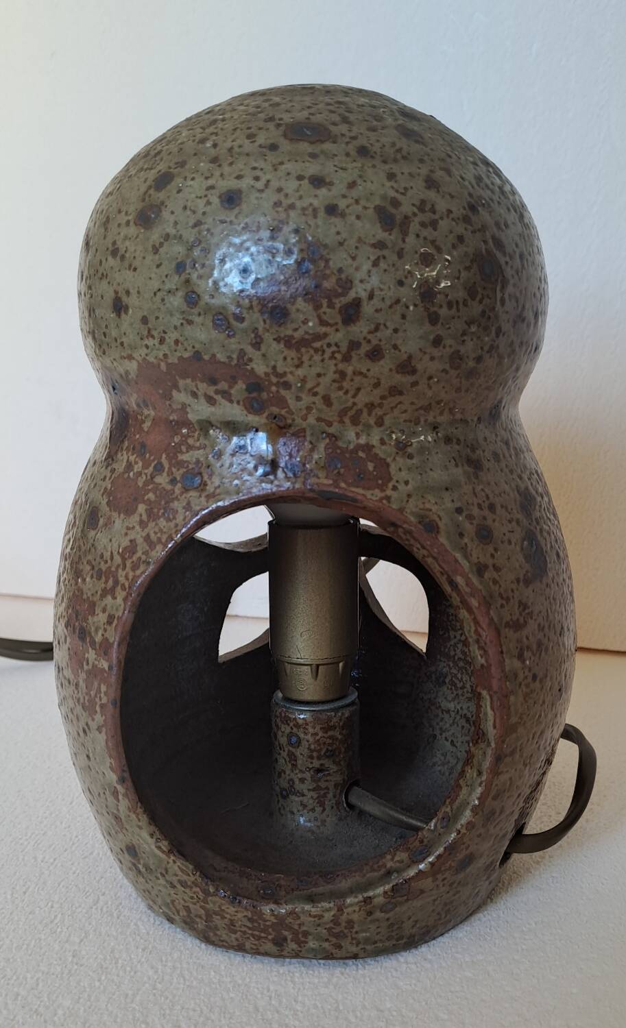 Owl lamp in stoneware from La Borne