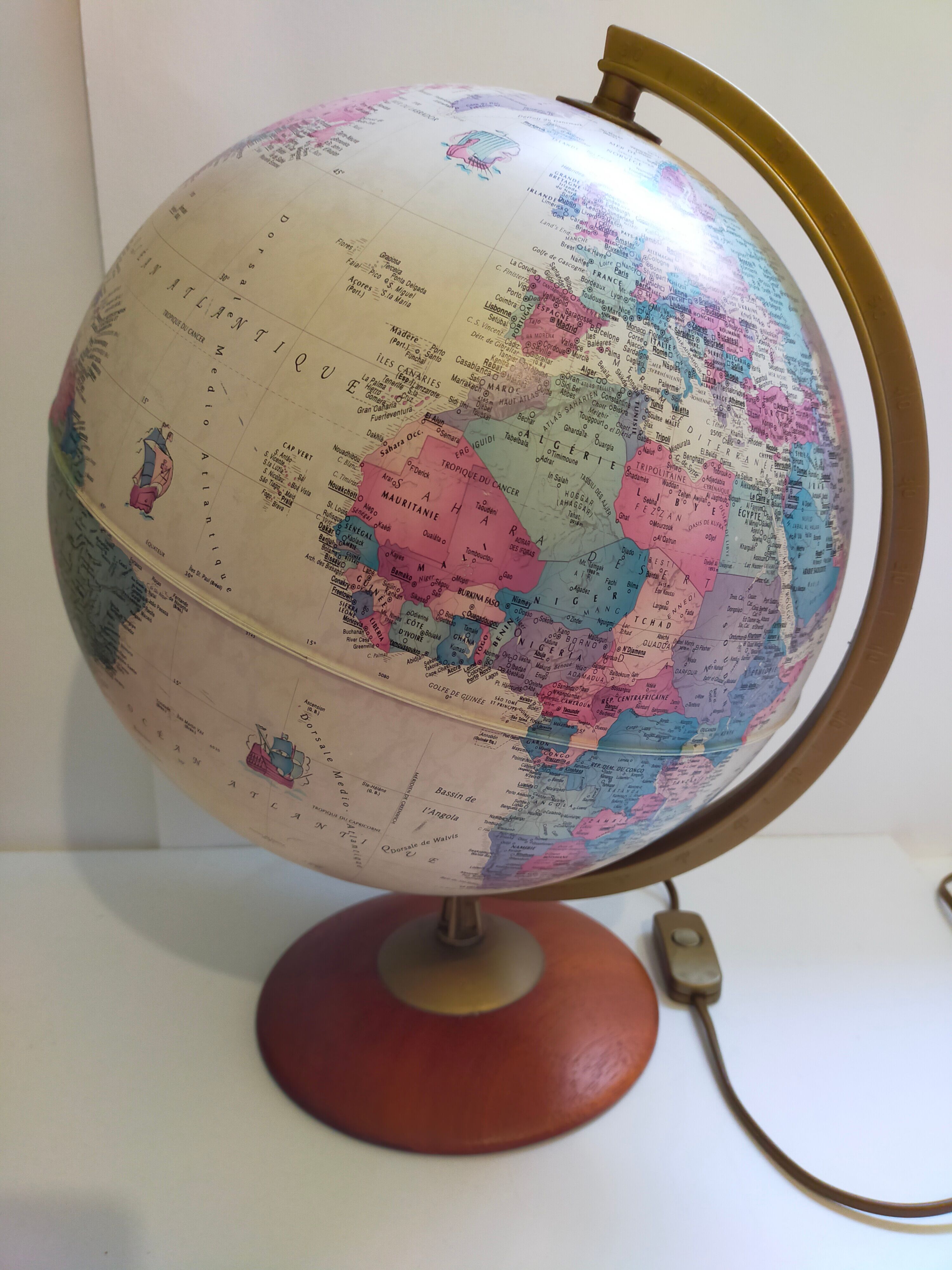 Vintage globe with ancient cartography