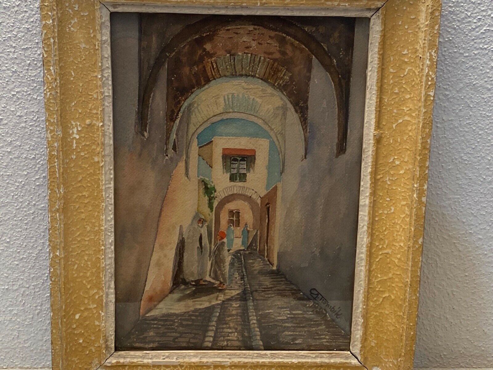 Orientalist painting watercolor tunisia north africa g-trombik 1939
