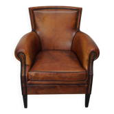 Vintage Dutch cognac coloured leather club chair