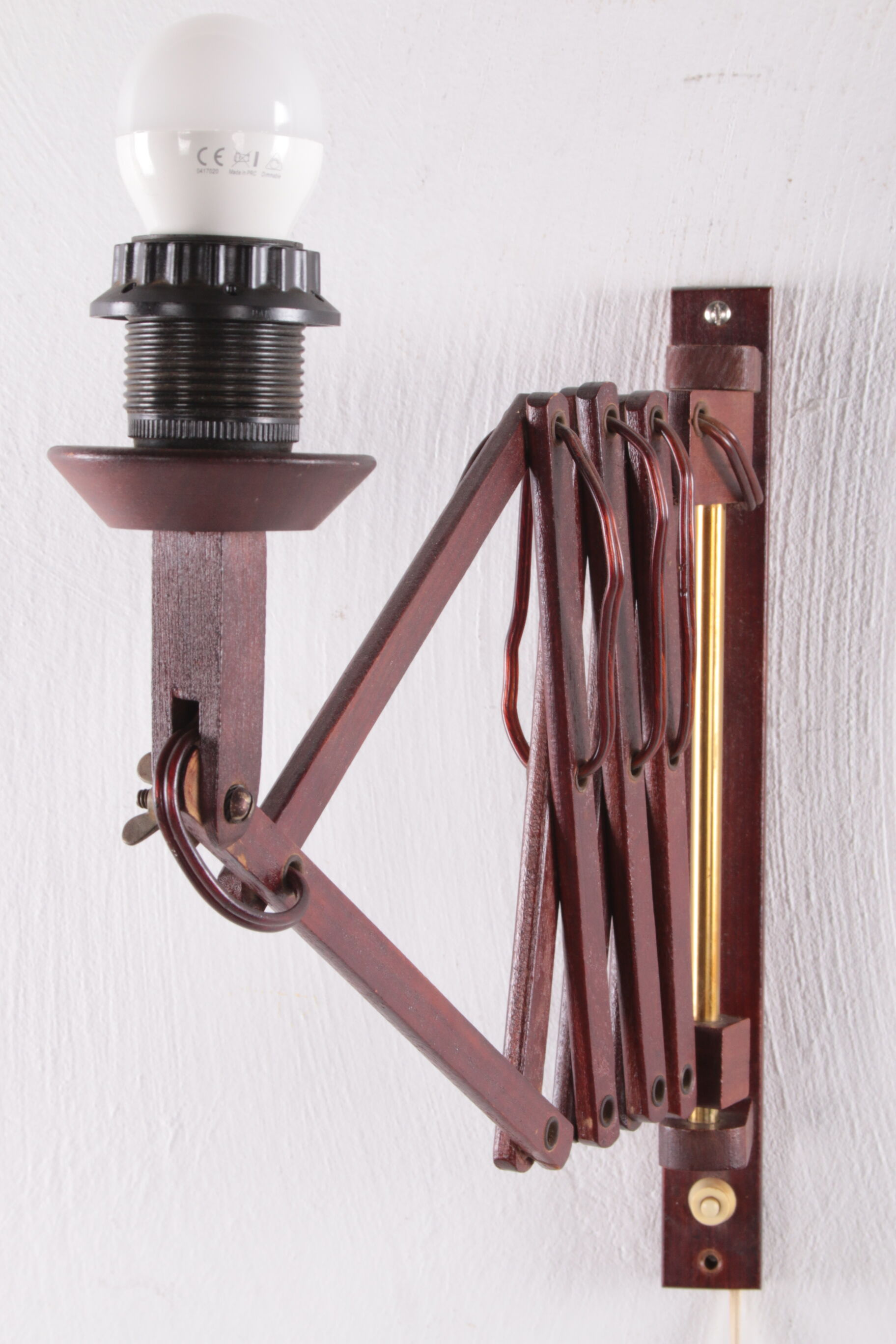 Vintage wall harmonica lamp teak Danish design, 1960