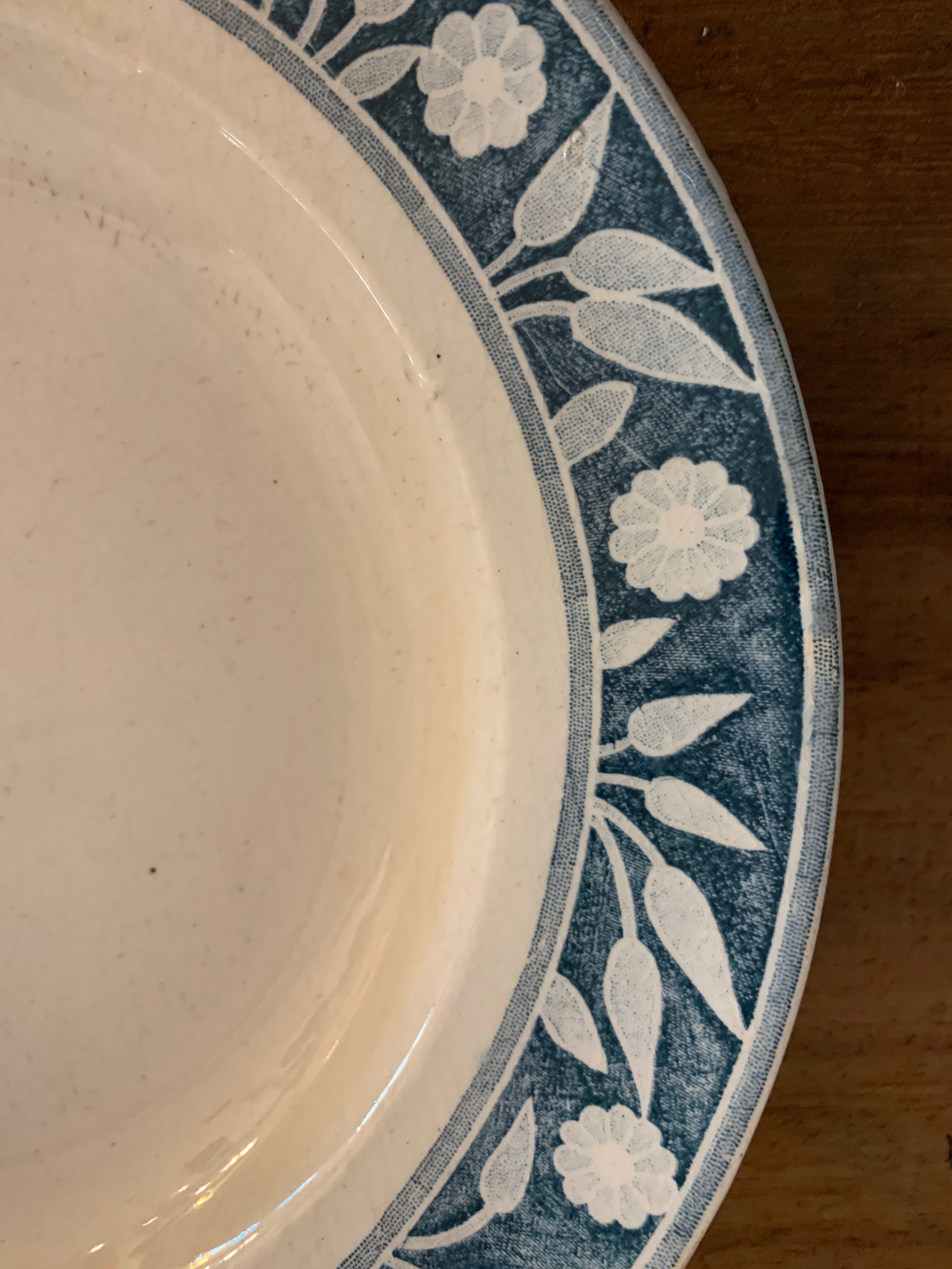 6 hollow plates art nouveau Creil and Montereau Labrador Warsaw 19th