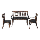 Salon Baumann in bent wood and rattan, bistro chair, armchair and bench.