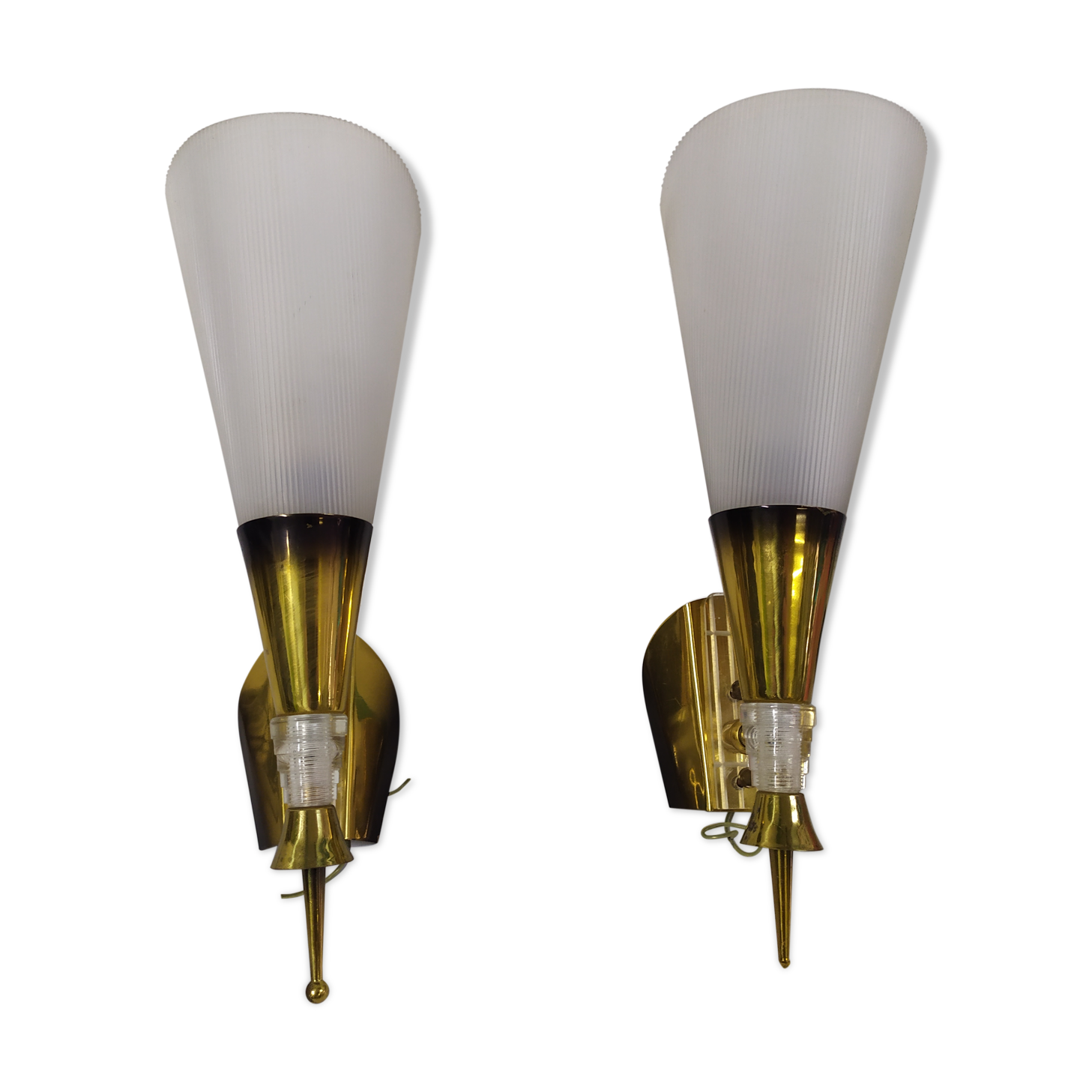 Pair of wall sconces plexiglass rockabilly gilded