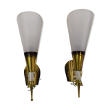 Pair of wall sconces plexiglass rockabilly gilded