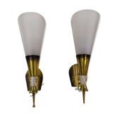 Pair of wall sconces plexiglass rockabilly gilded