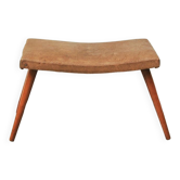 Vintage footstool brown skai leather