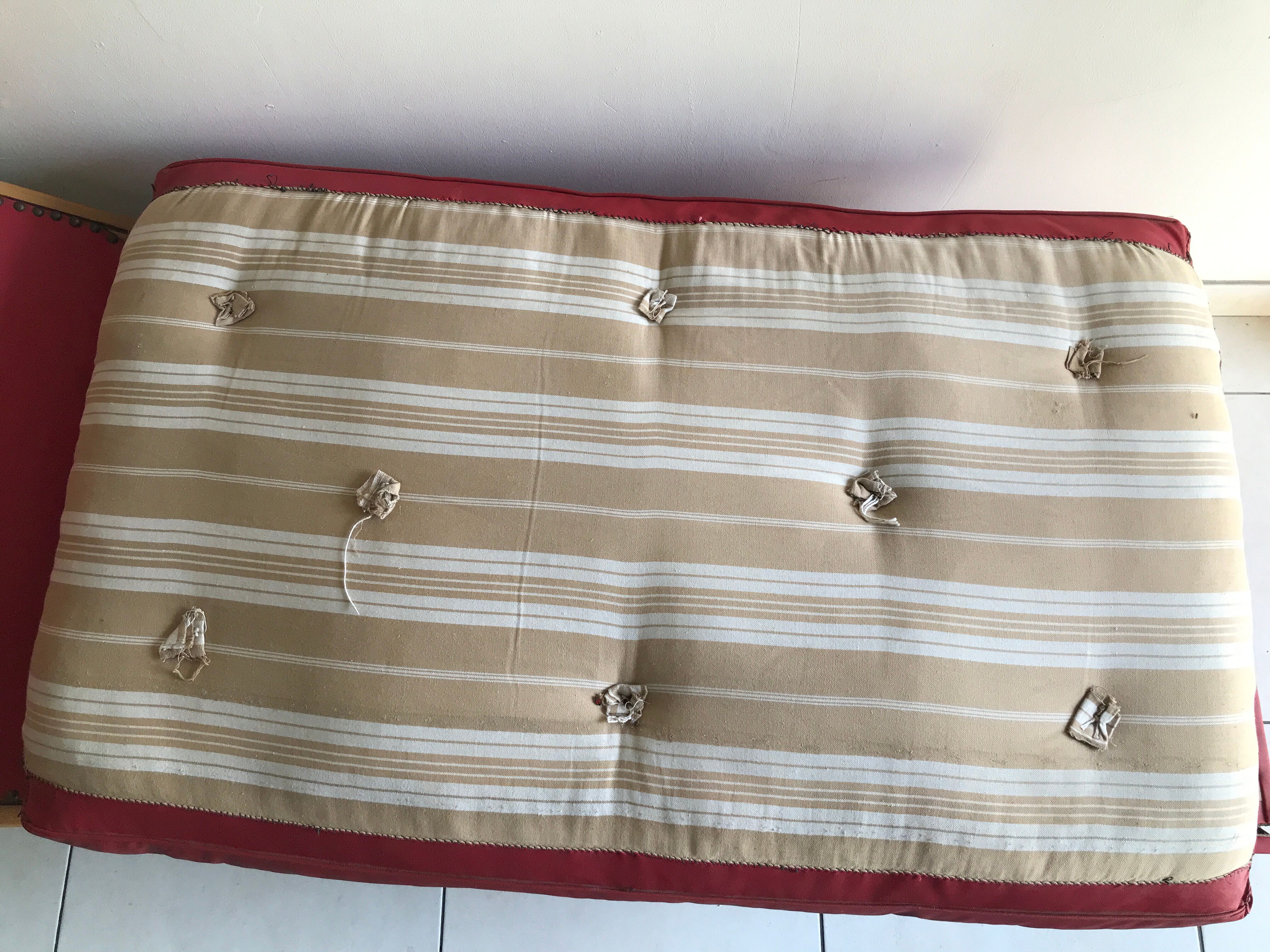 Vintage red padded bench