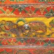 Armoire chinoise vintage peinte avec pagode et tiroirs