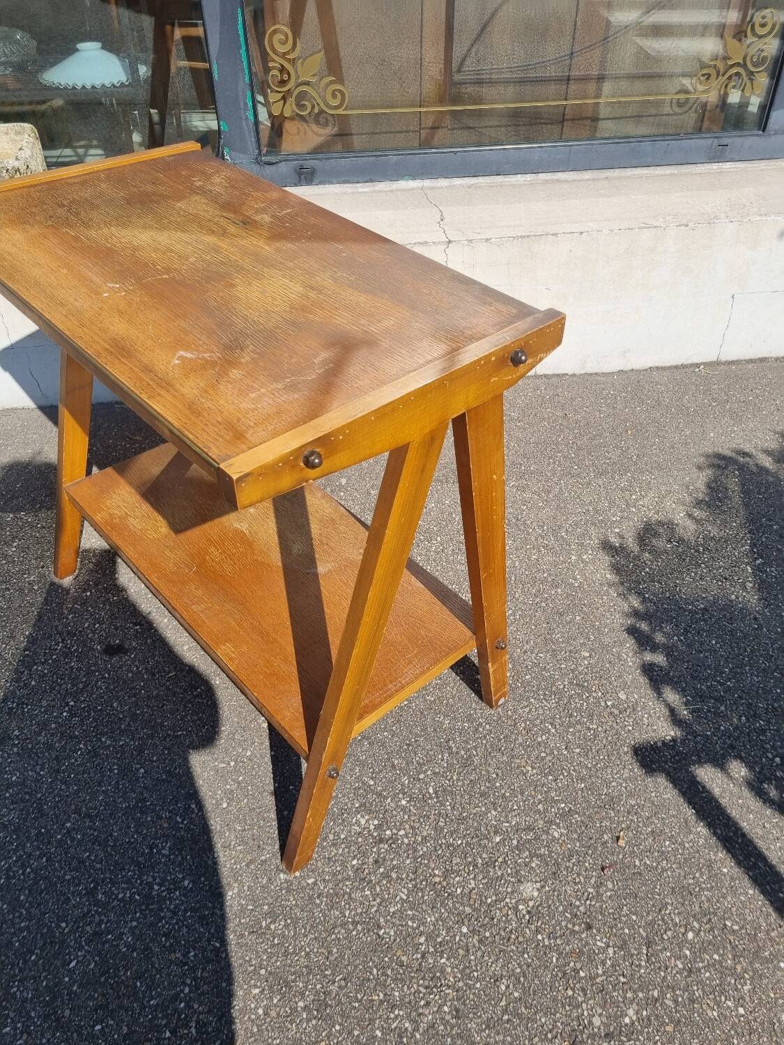 Vintage side table with compass legs