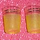 Service liquor Granita yellow glass with metal display stand, 60s/70s
