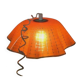 Polish ceiling lamp, orange hand-painted glass with wavy edge, 1970s-80s
