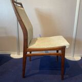 Set of 2 chairs and 2 armchairs in wood and gray velvet