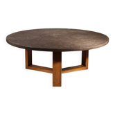 Brutalist Coffe Table in Oak & Slate | Germany 1970s