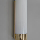 Brass and opaline glass wall lamp, glashutte limburg, 1970s