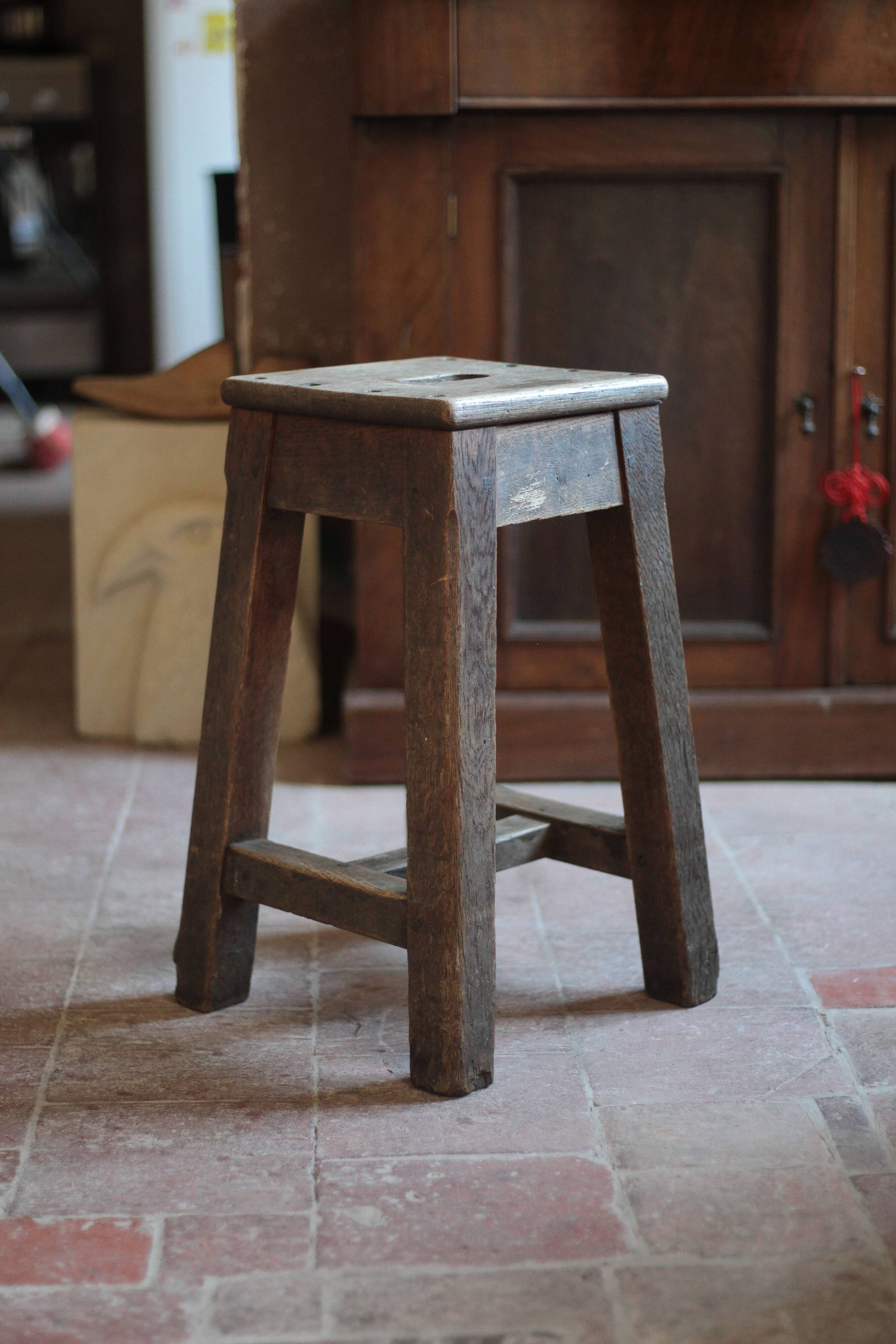 Vintage stool, solid oak stool, accent chair, decor