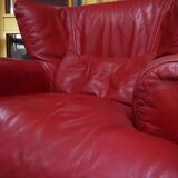 Vintage red leather Lounge Chair by Calia Italia, 1990s