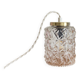 Lampe suspension baladeuse tulipe ancienne verre transparent griffe en laiton LAMP-7387