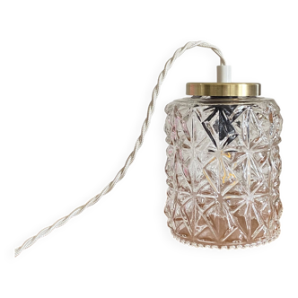 Antique tulip pendant lamp with transparent glass and brass claw LAMP-7387