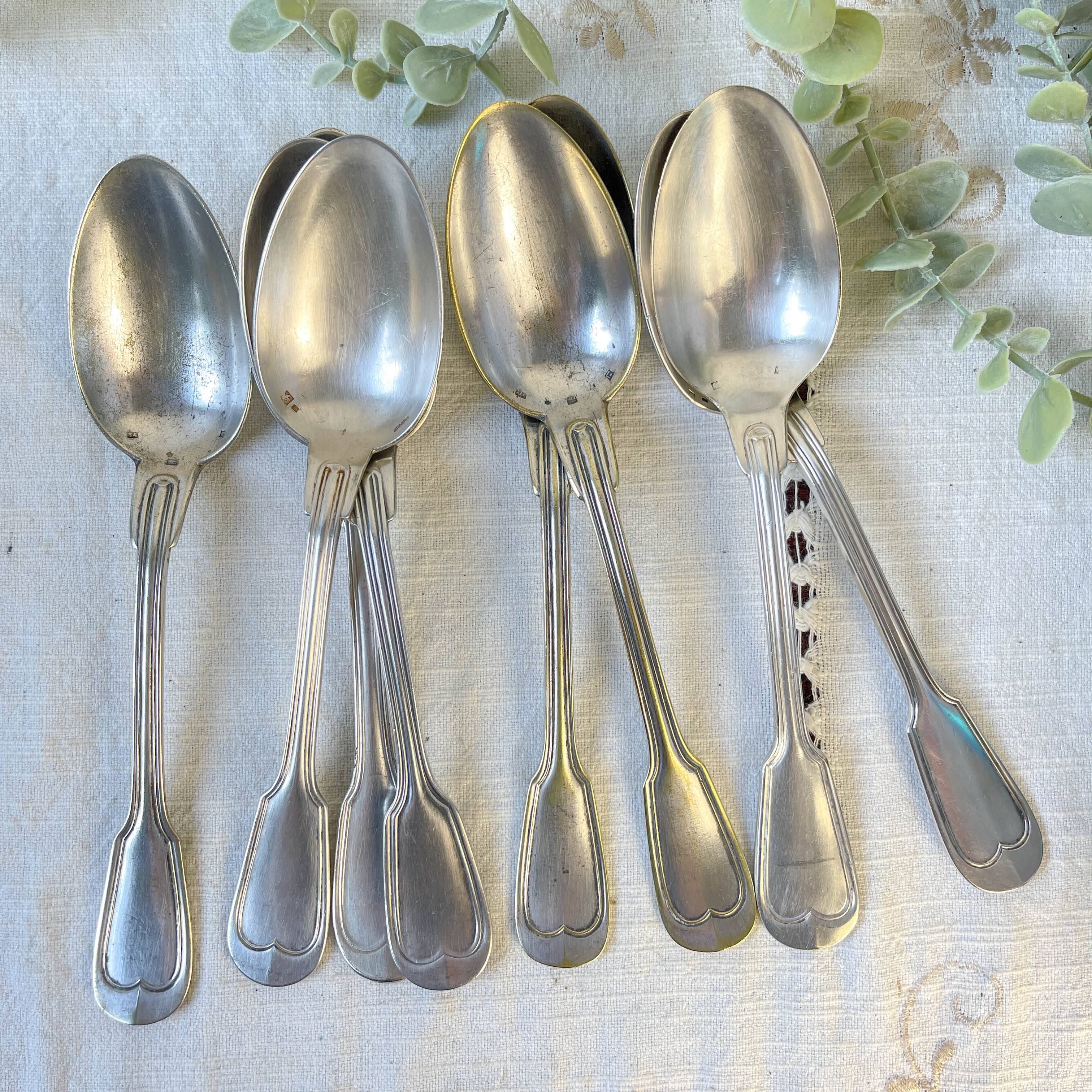 Set of 8 vintage silver plated soup spoons