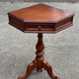 Solid wood corner side table with drawer