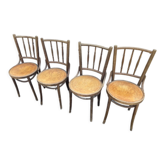 4 curved wooden bistro chairs