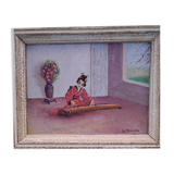 Painting "geisha with zither"