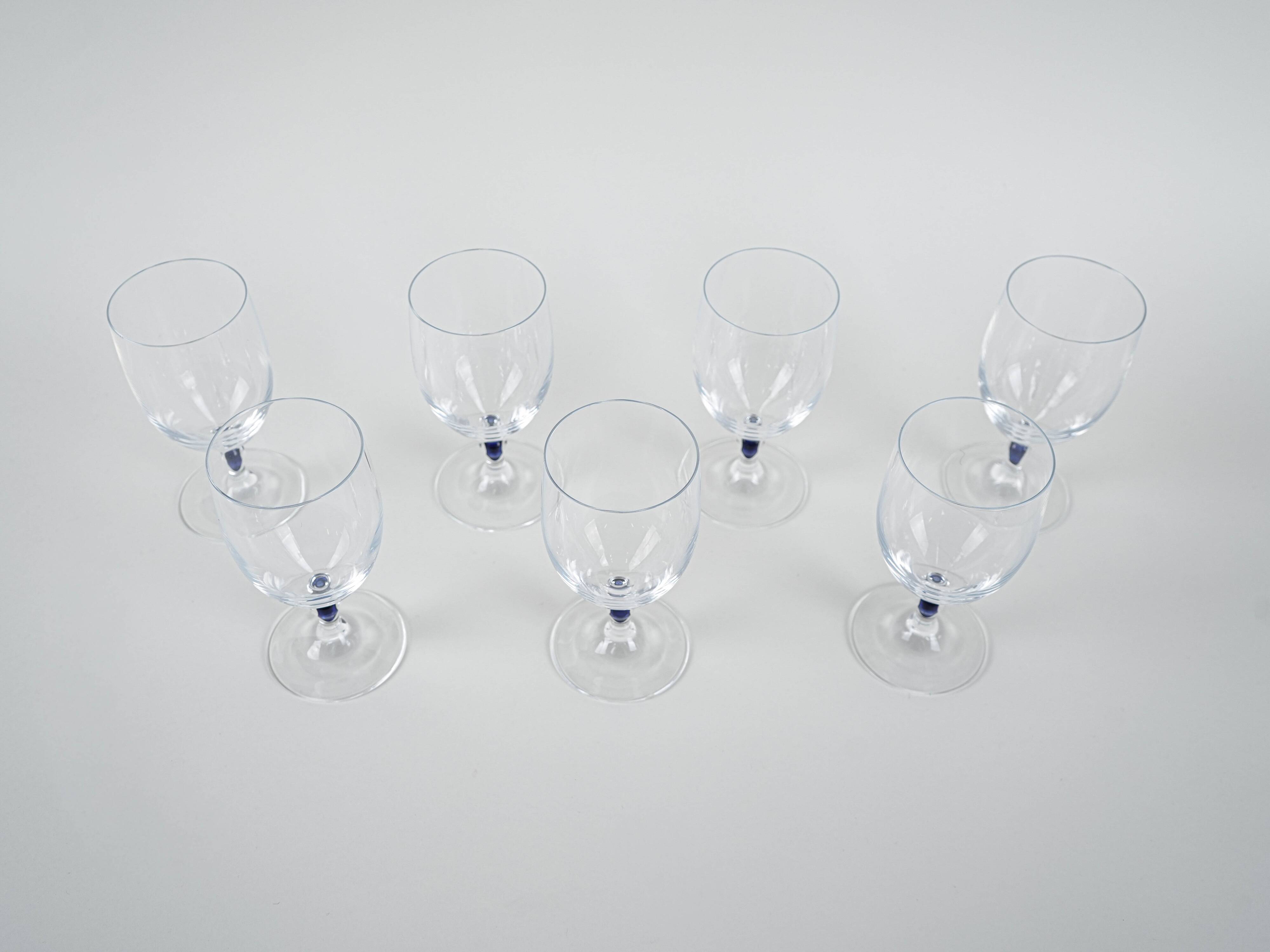 The set of Venise Saphir glasses, French design, 1970s, manufactured by Cri